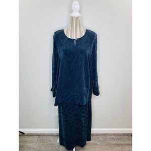 Fenin Lagenlook Rayon Embossed Floral 2pce Skirt Set Women 0 Small Wearable Art